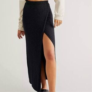 Free People Ribbed Skirt Better Days skirt Slit Hem skirt